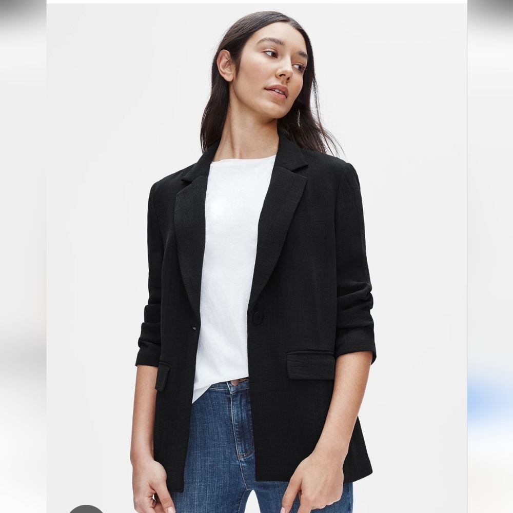 Eileen Fisher Office Formal Black Blazer Jacket Women L